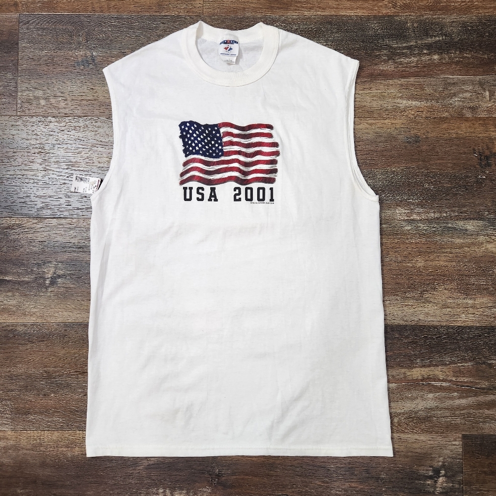 Flashback to Freedom: Y2K USA 2001 Sleeveless TeeSize Large